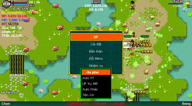 KPAH Mod Full ID144 server Chung Vật Lý - menu tính năng trong game
